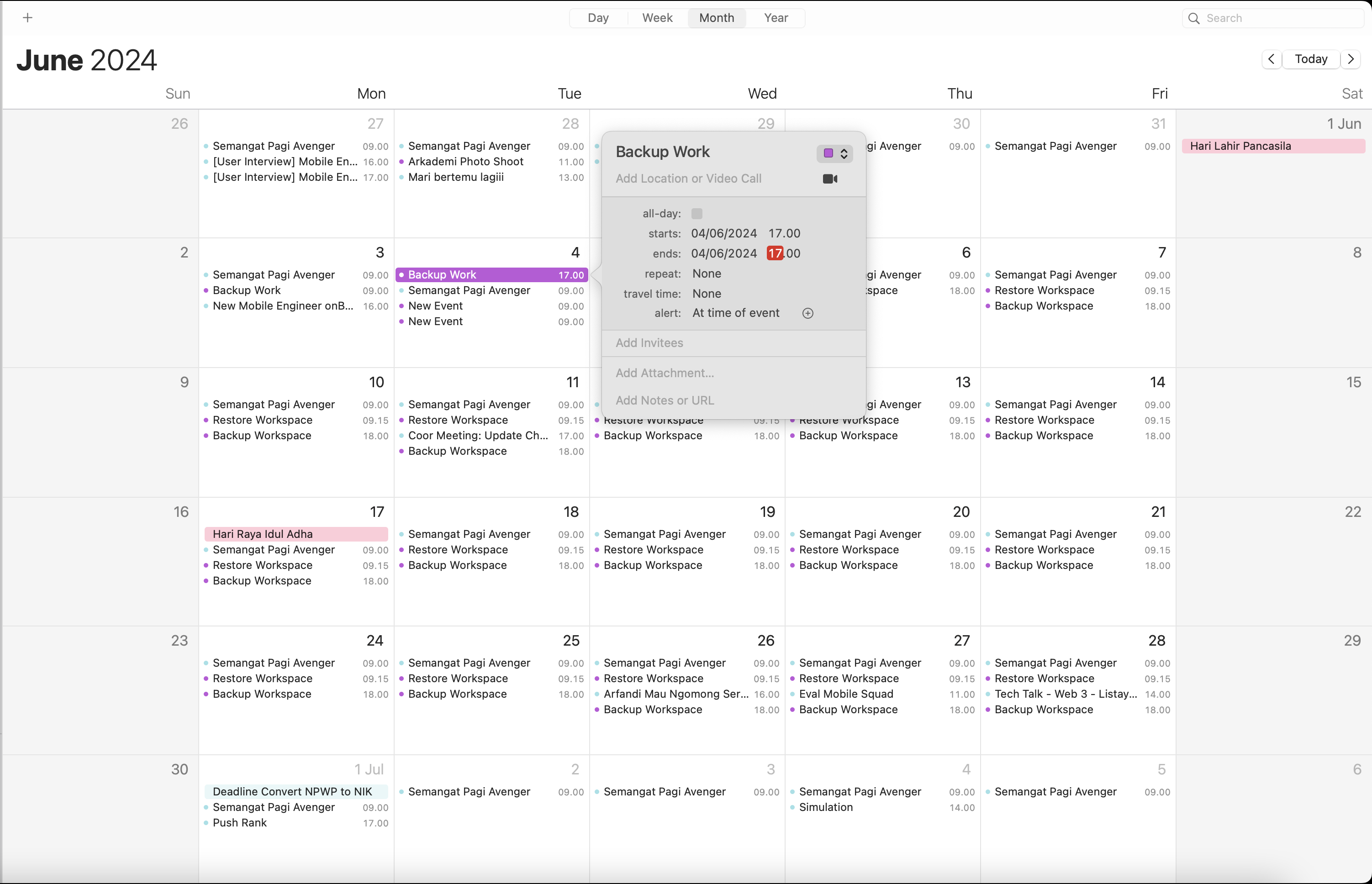 set start and end time